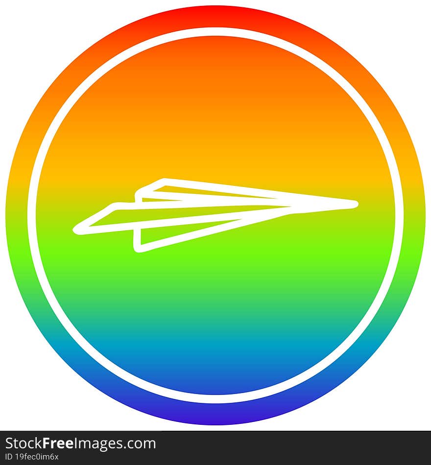 paper plane circular in rainbow spectrum