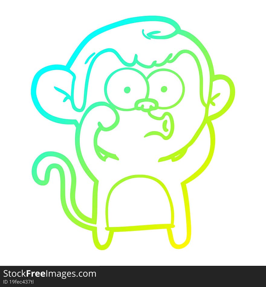 cold gradient line drawing cartoon hooting monkey