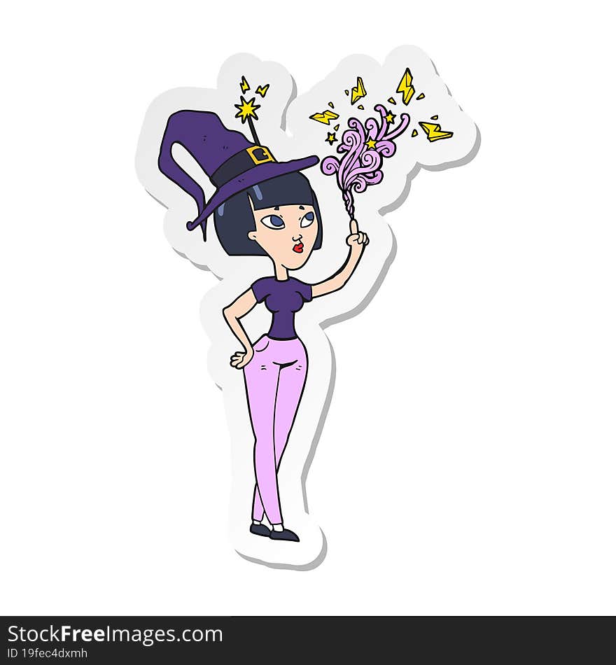 sticker of a cartoon witch