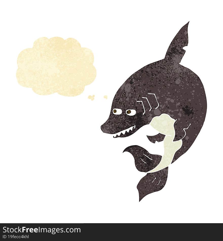 funny cartoon shark with thought bubble