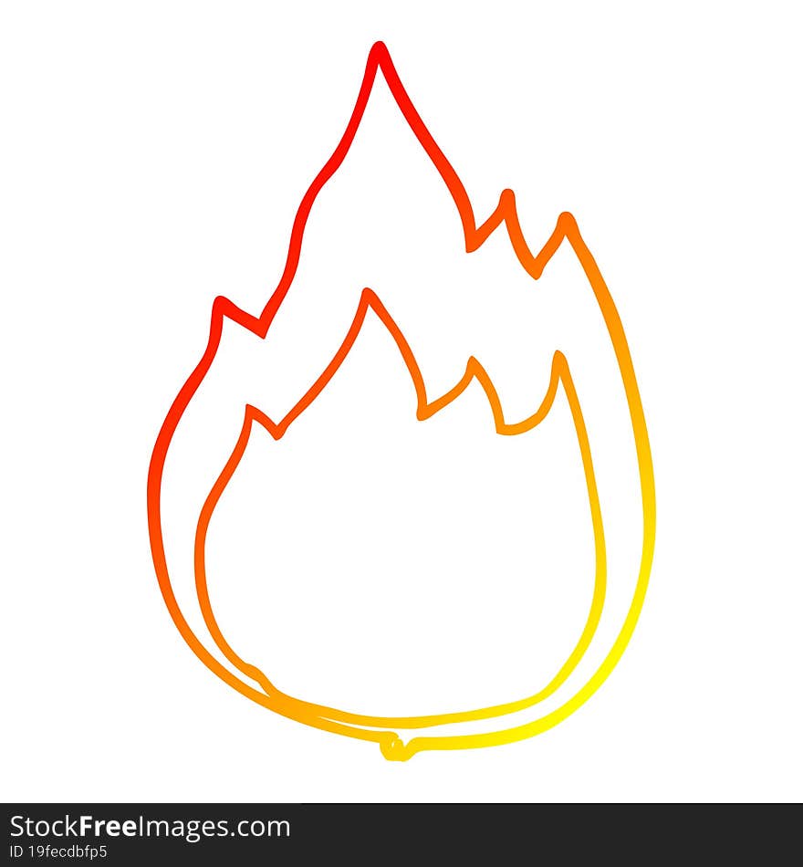 warm gradient line drawing cartoon fire