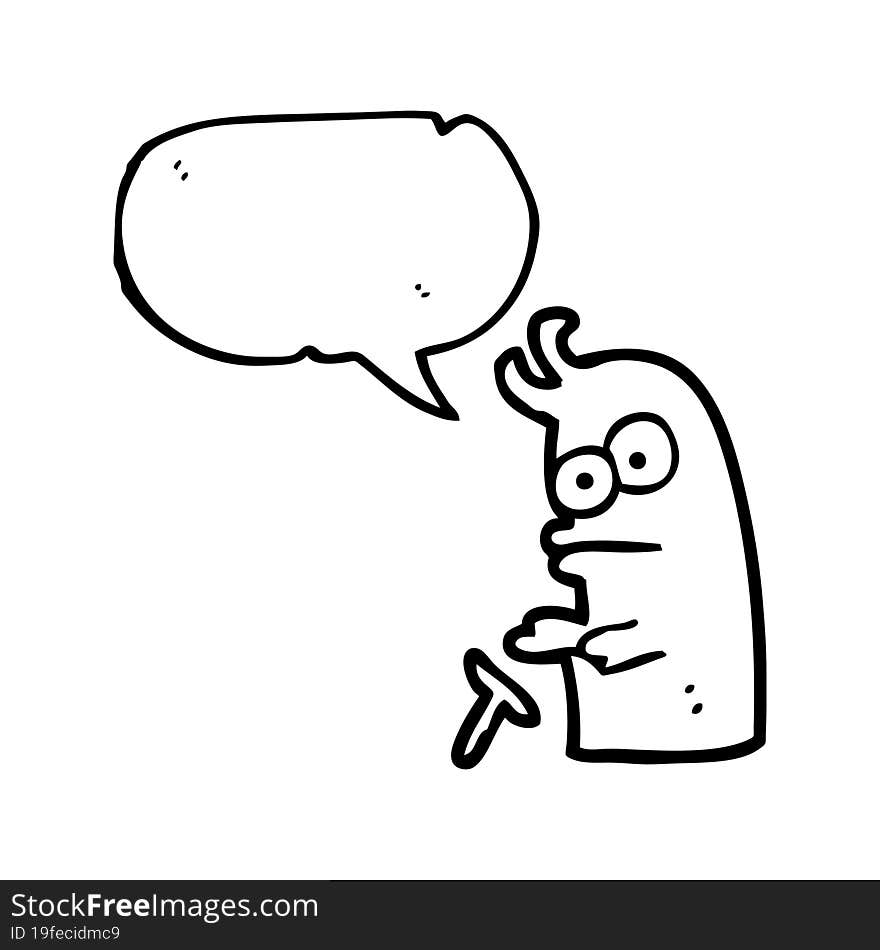 freehand drawn speech bubble cartoon little alien