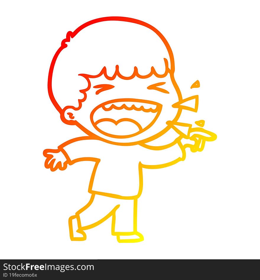 warm gradient line drawing of a cartoon laughing man