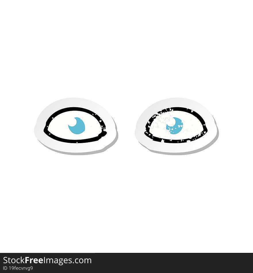 retro distressed sticker of a cartoon staring eyes