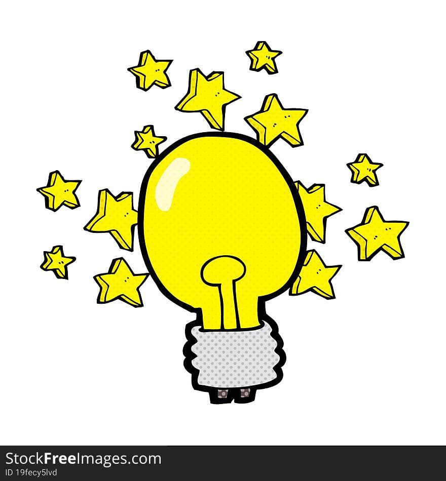 cartoon shining light bulb. cartoon shining light bulb