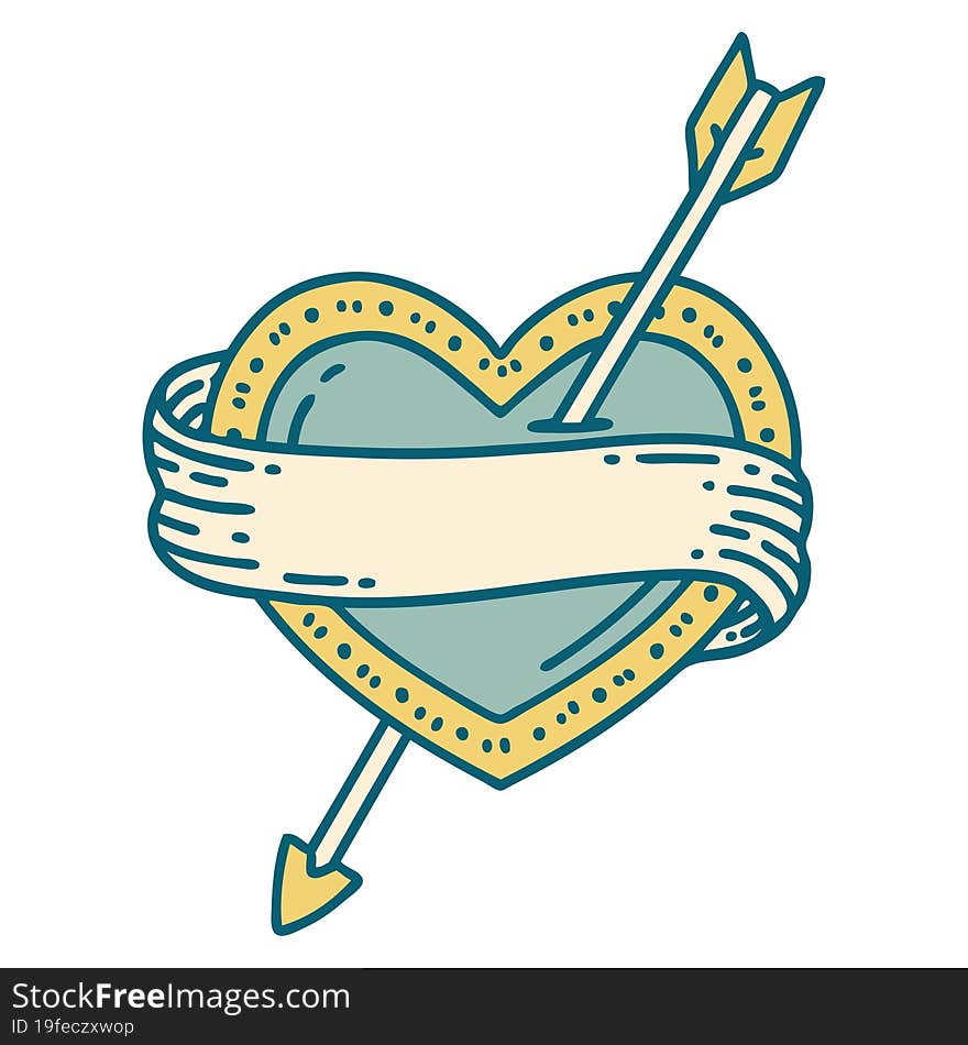 Tattoo Style Icon Of An Arrow Heart And Banner