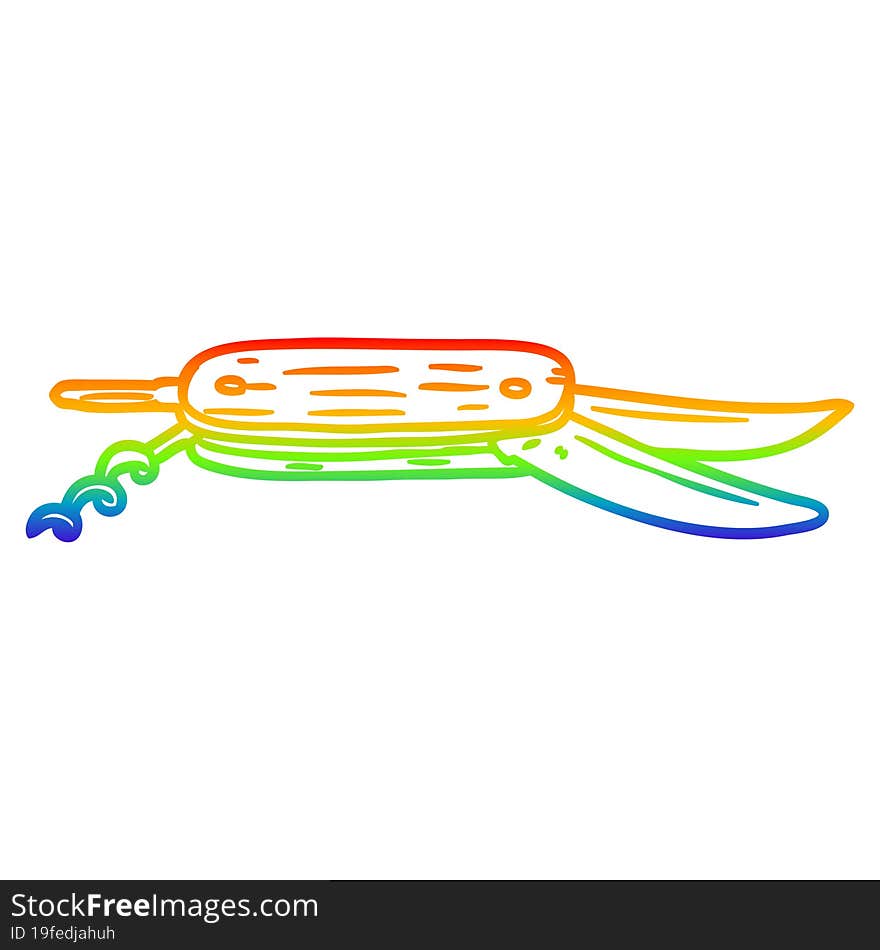 rainbow gradient line drawing pocket folding knife