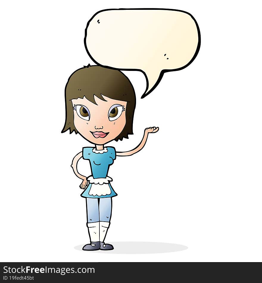 Cartoon Maid With Speech Bubble