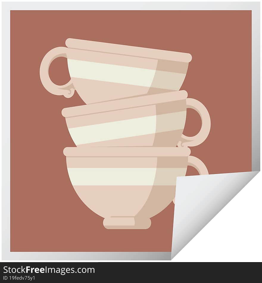 stack of cups graphic square sticker