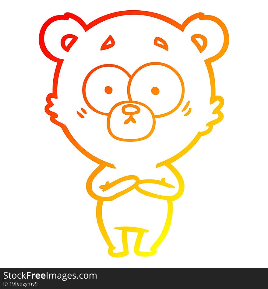 Warm Gradient Line Drawing Surprised Bear Cartoon