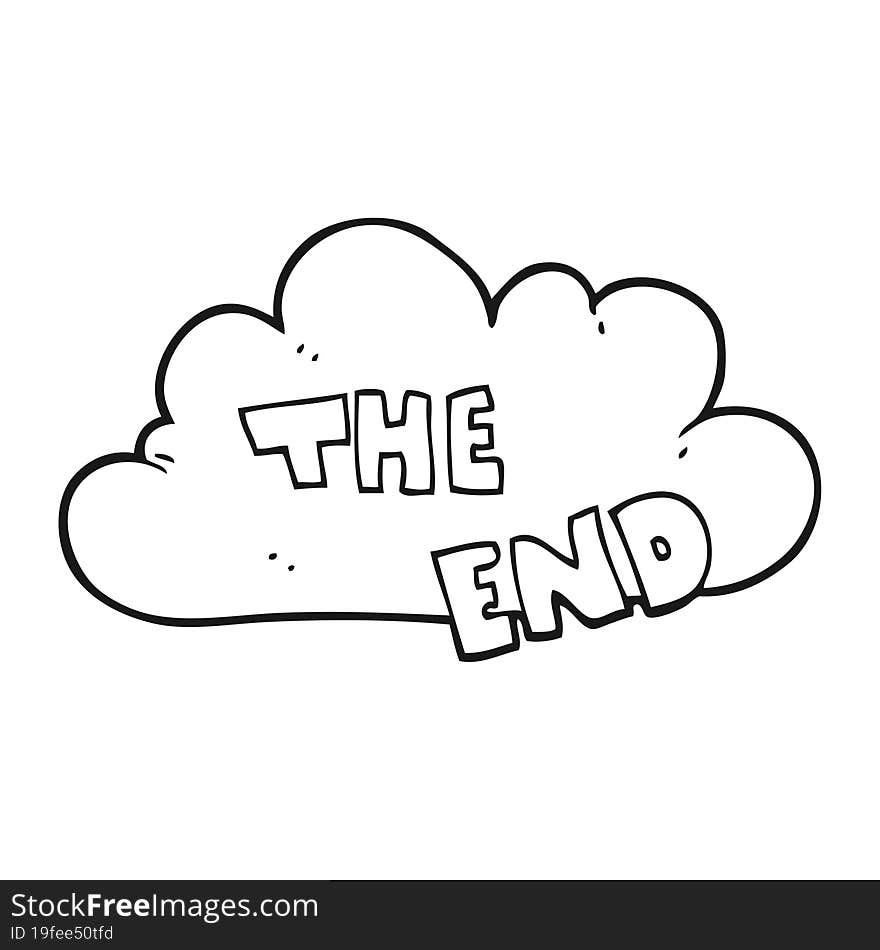 black and white cartoon The End symbol