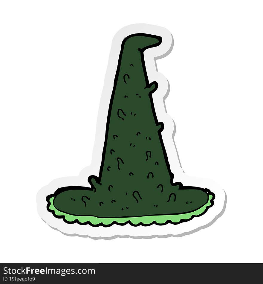 sticker of a cartoon spooky witch hat