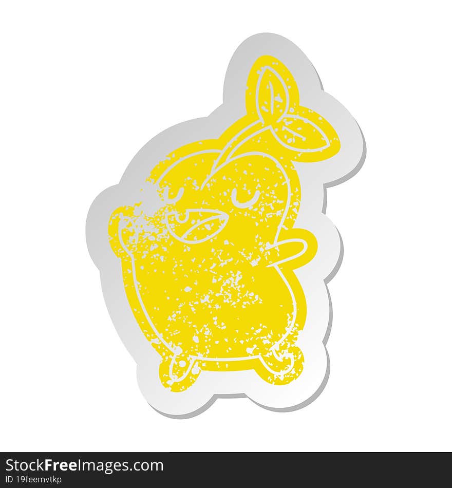 distressed old sticker kawaii cute sprouting bean