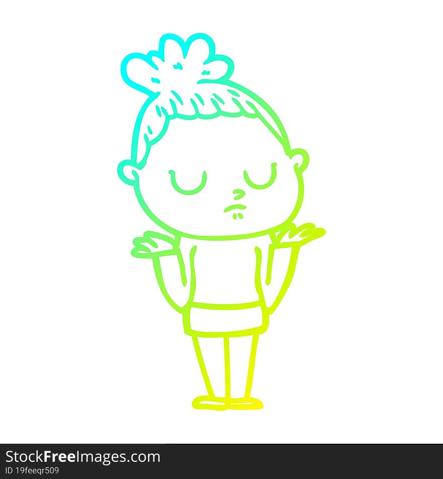 cold gradient line drawing cartoon calm woman