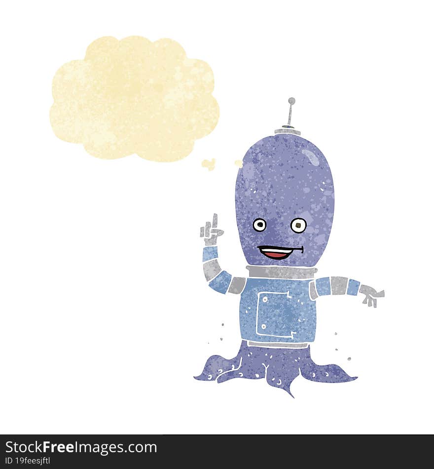 Cartoon Alien Spaceman With Thought Bubble