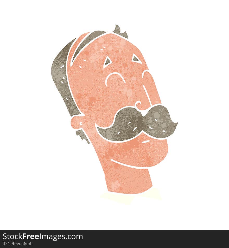 retro cartoon ageing man with mustache