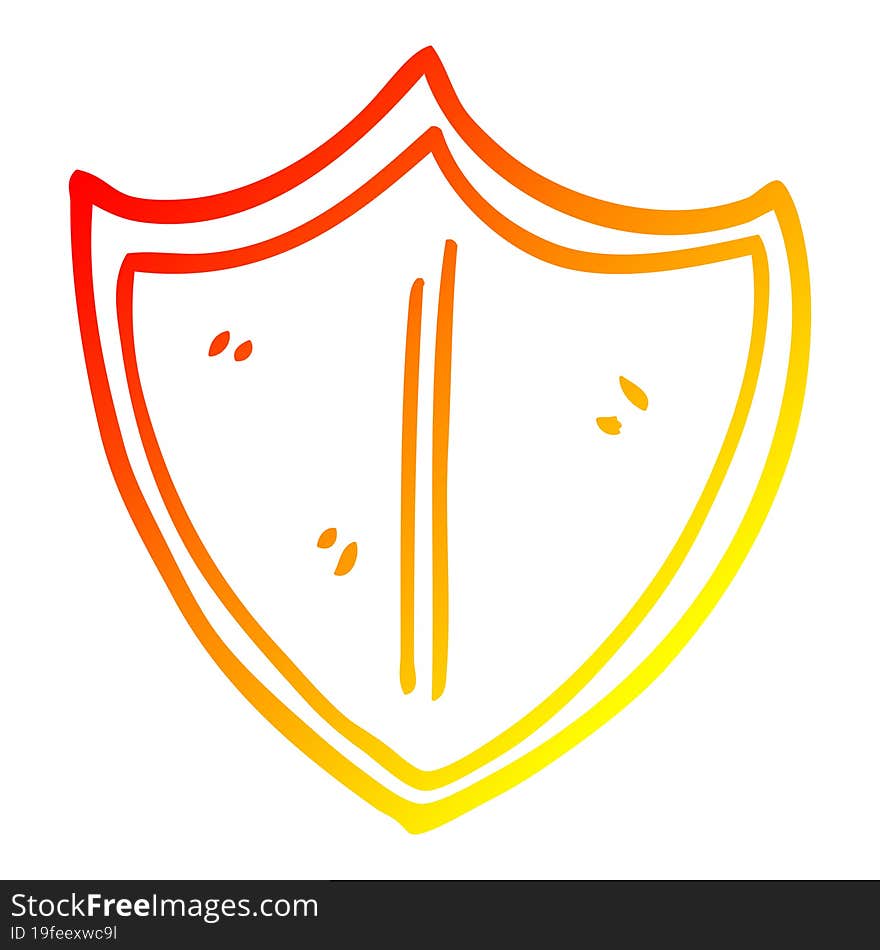 warm gradient line drawing cartoon old shield