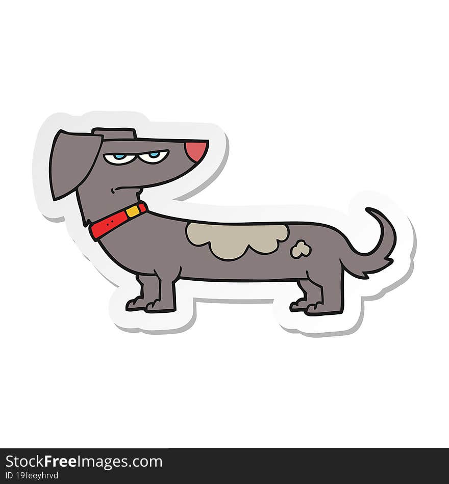 sticker of a cartoon annoyed dog