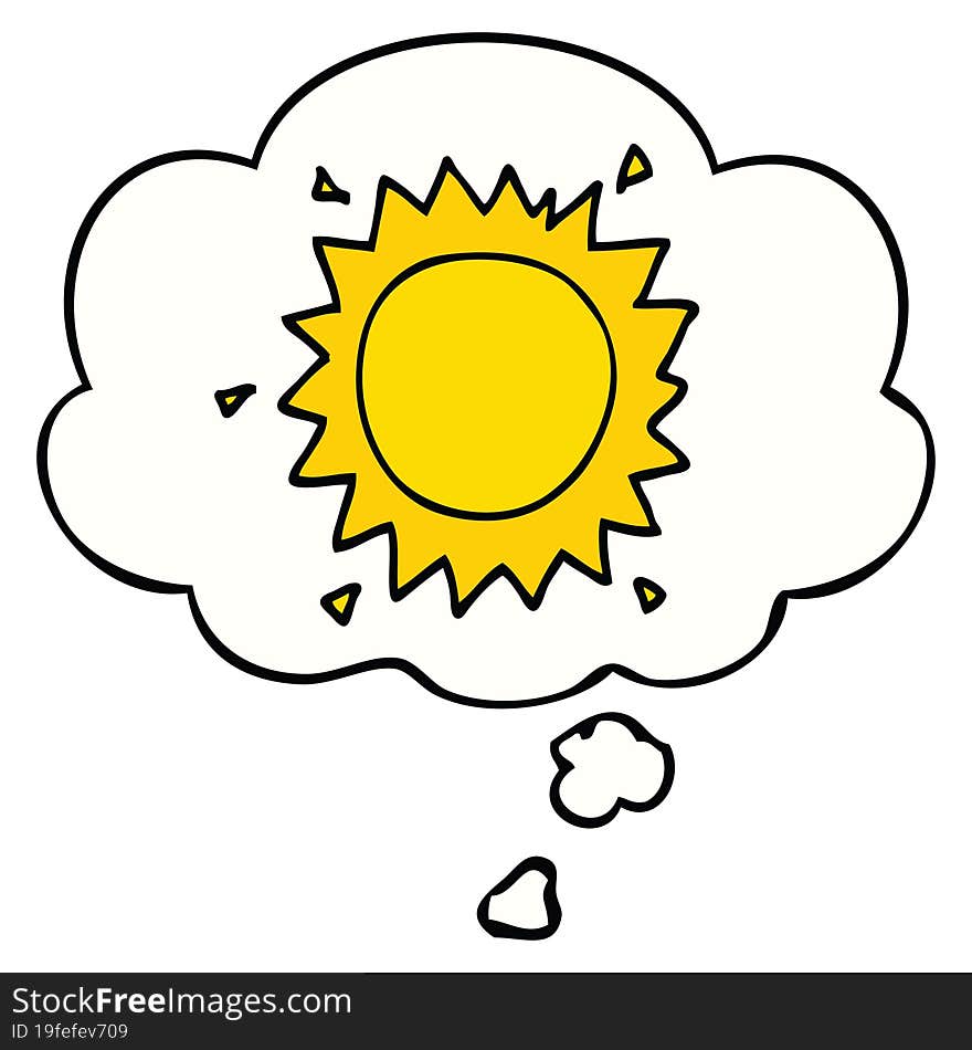 cartoon sun and thought bubble