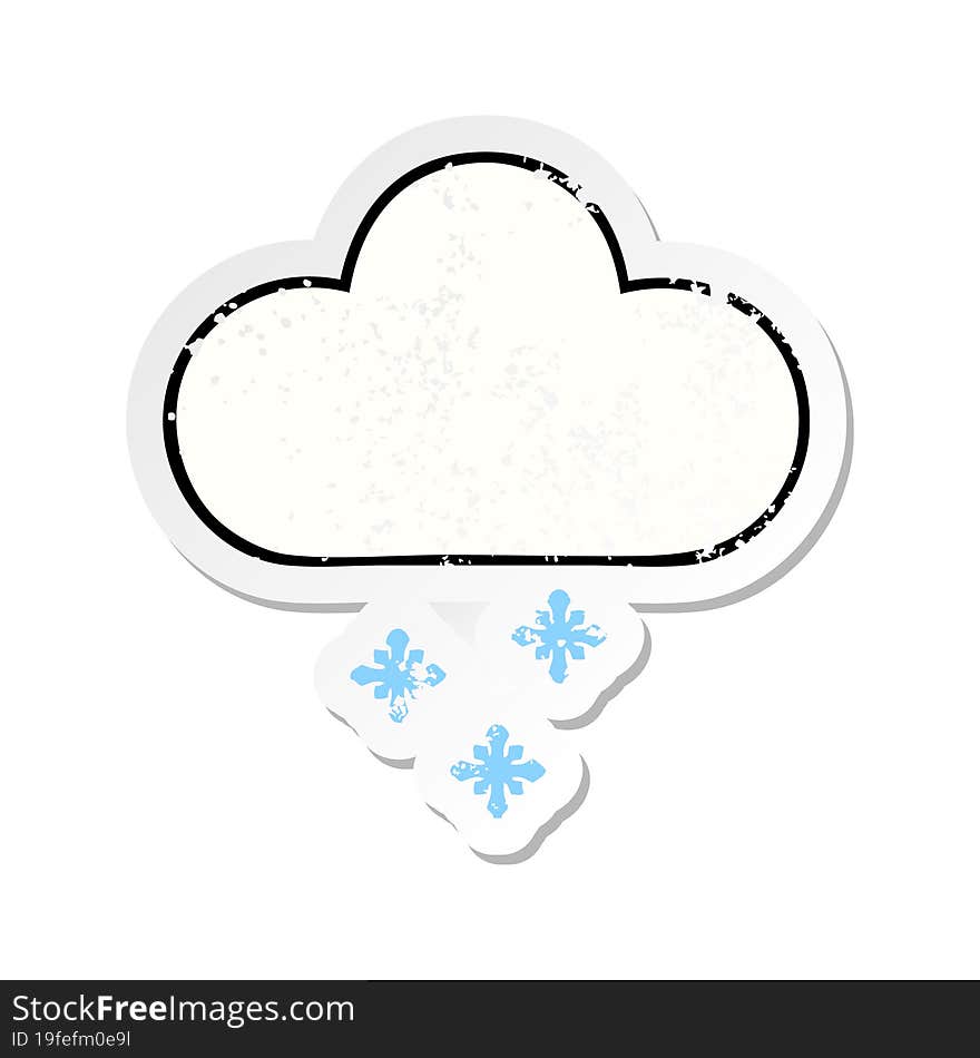 Distressed Sticker Of A Cute Cartoon Snow Cloud