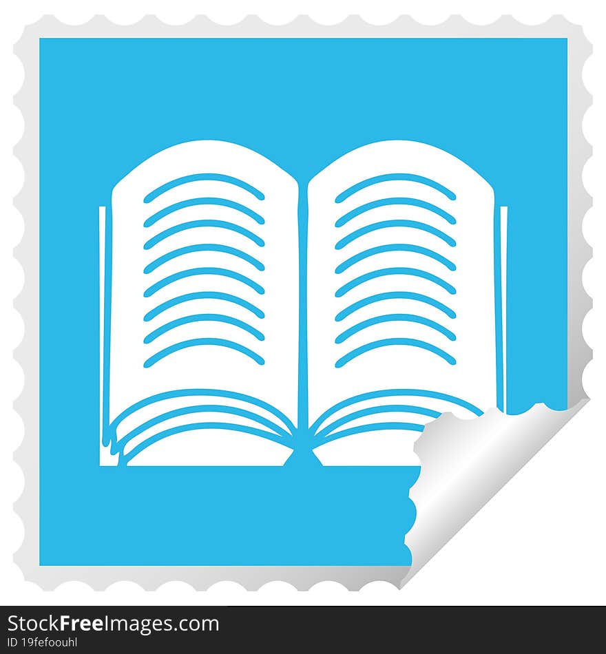 square peeling sticker cartoon open book