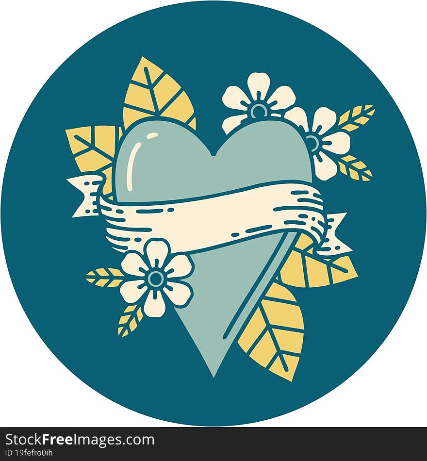 Tattoo Style Icon Of A Heart And Banner