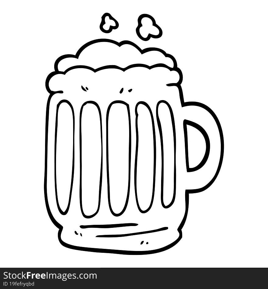 line drawing cartoon tankard of beer