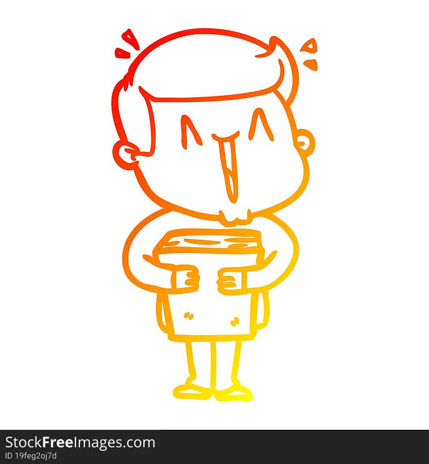 Warm Gradient Line Drawing Cartoon Excited Man