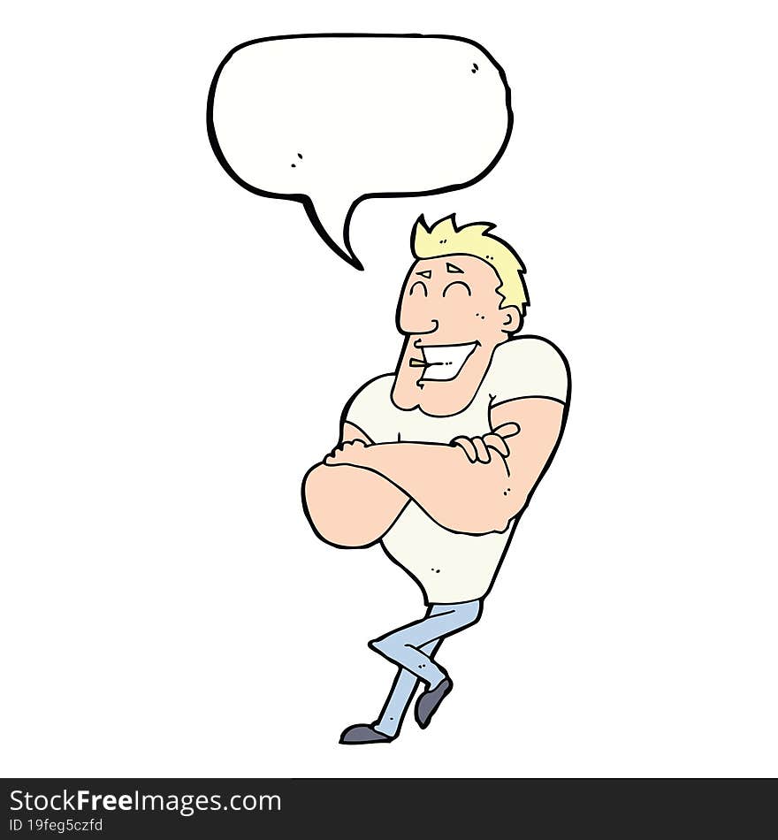 Cartoon Muscle Guy With Speech Bubble