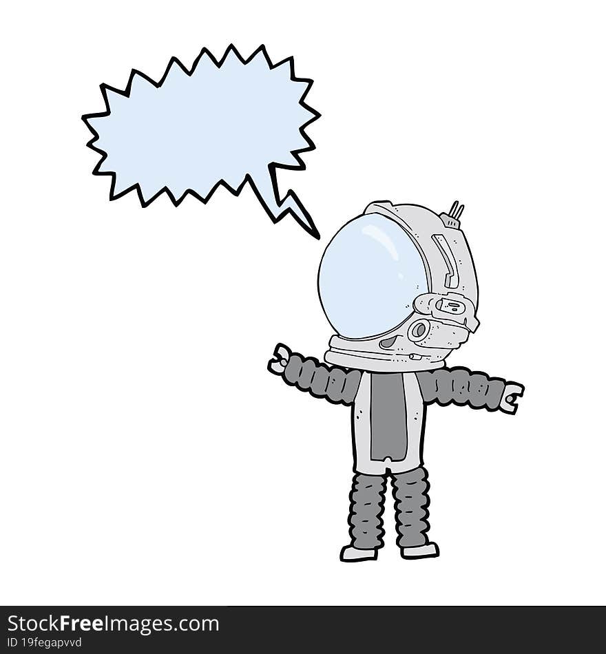 cartoon astronaut with speech bubble