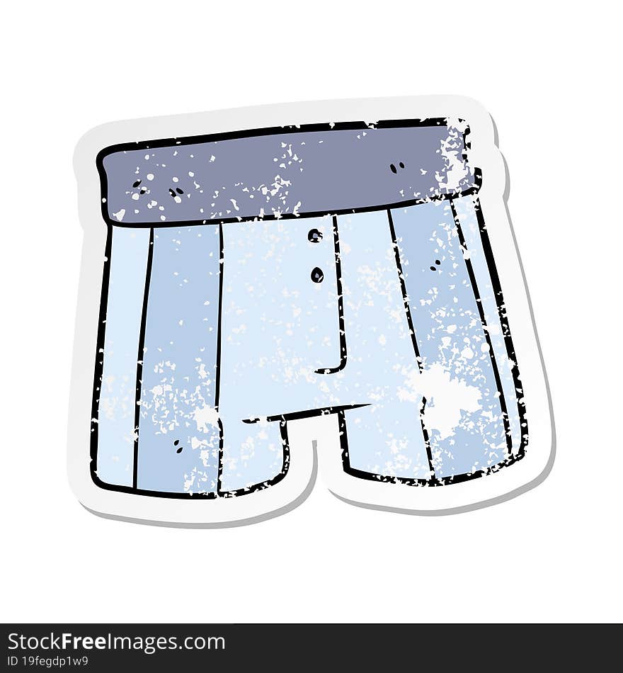 Distressed Sticker Of A Cartoon Boxer Shorts