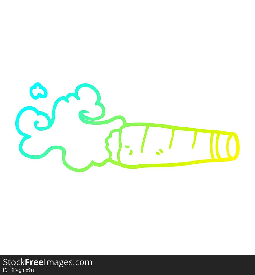 cold gradient line drawing cartoon smoking cigar