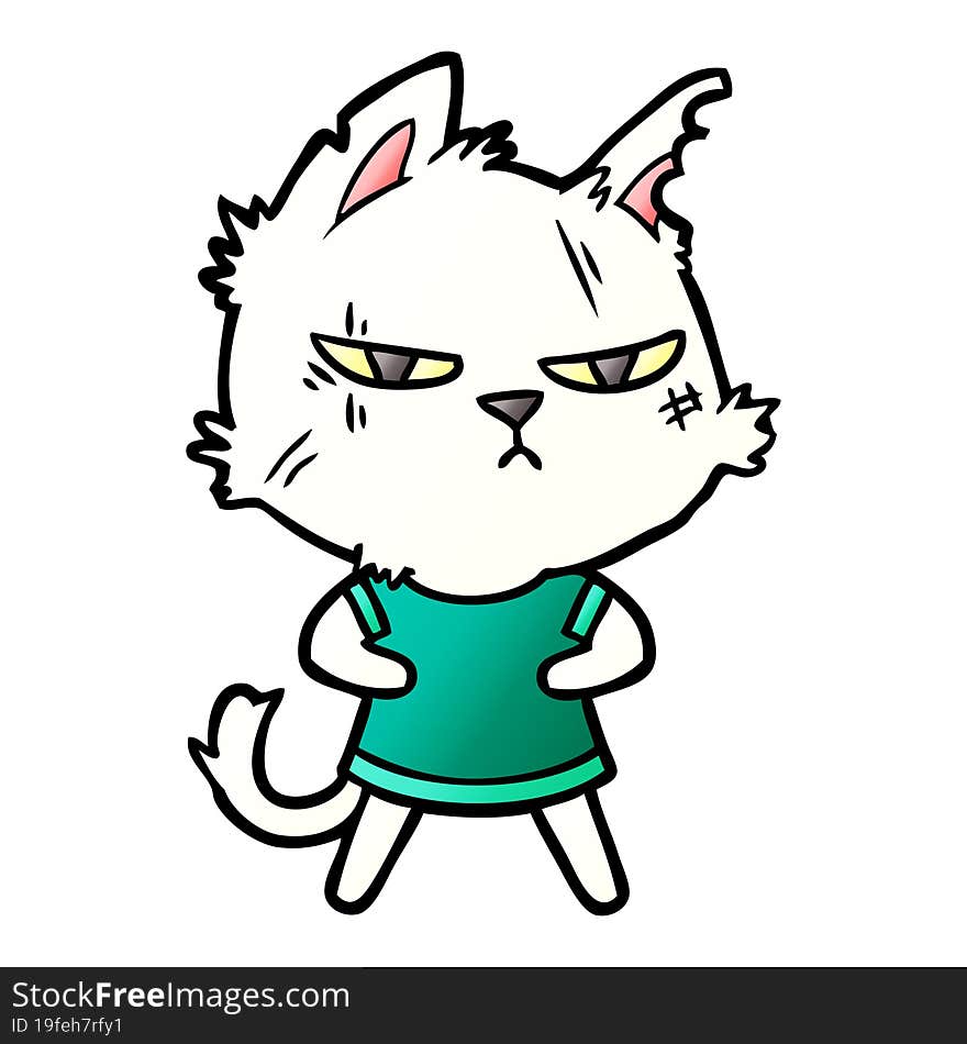 tough cartoon cat. tough cartoon cat