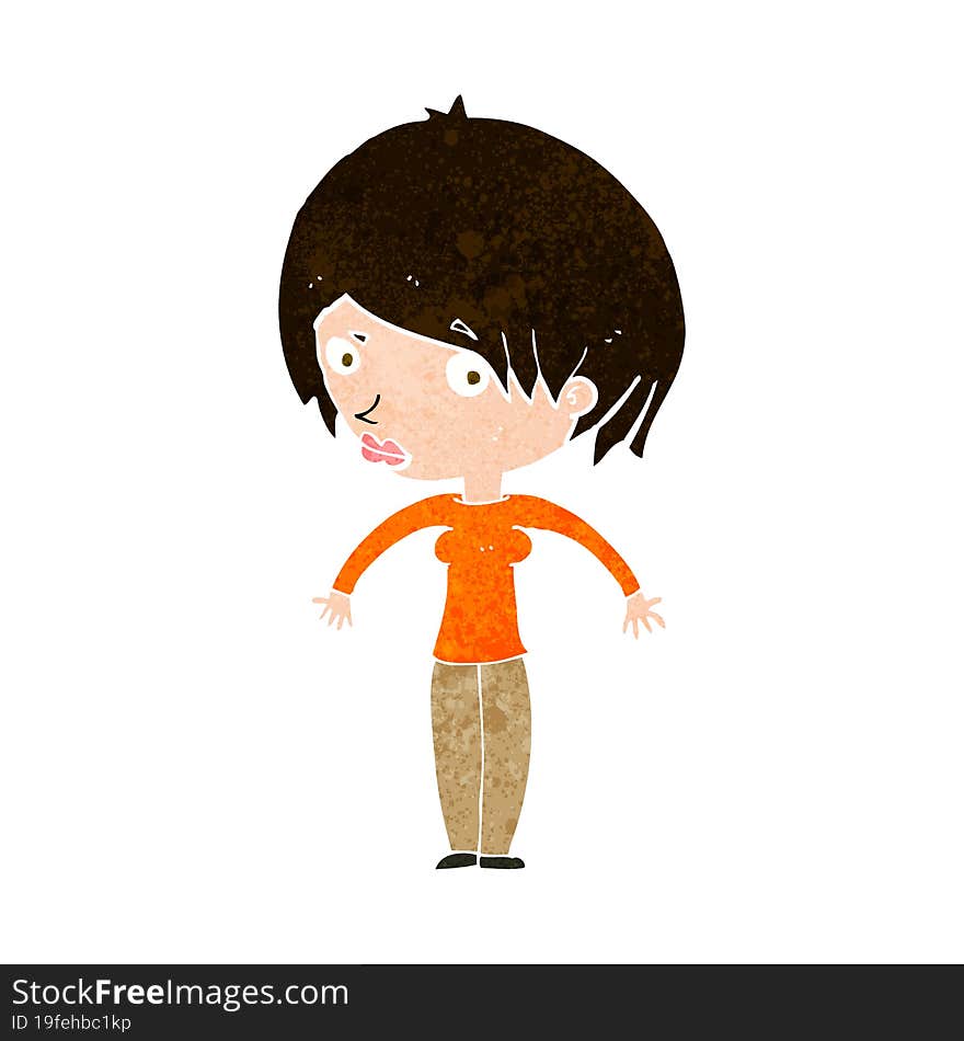 cartoon woman shrugging