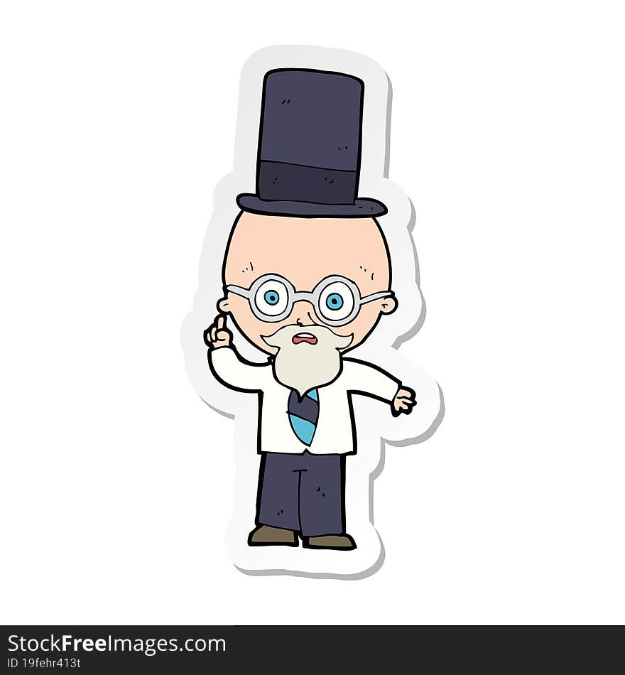 sticker of a cartoon man wearing top hat