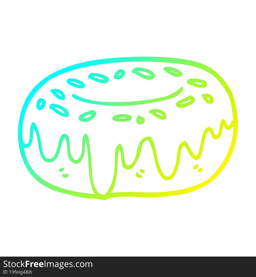 cold gradient line drawing cartoon donut with sprinkles