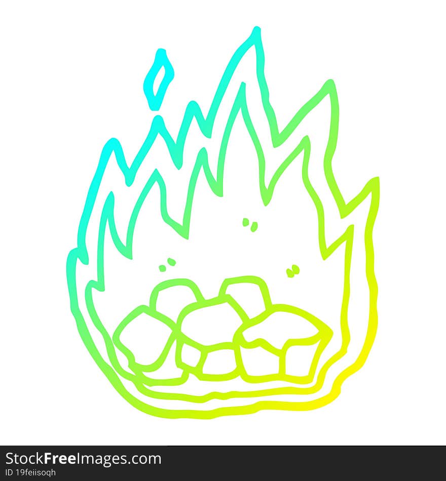 cold gradient line drawing cartoon spooky burning halloween coals