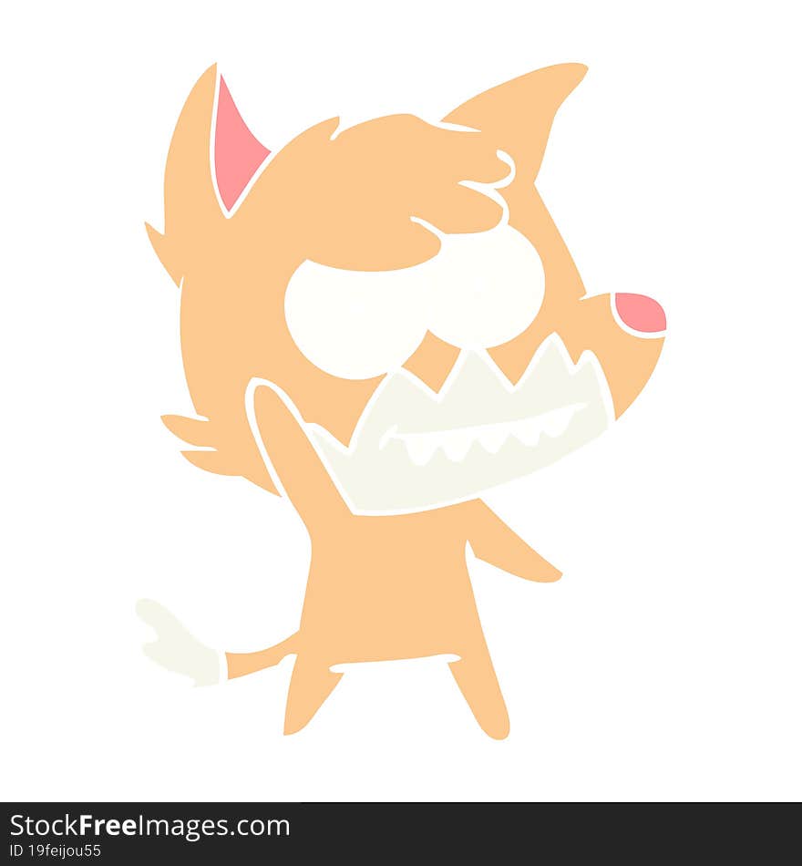 flat color style cartoon grinning fox