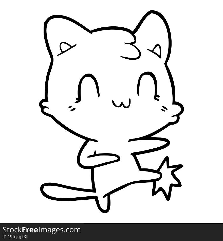 cartoon happy cat karate kicking. cartoon happy cat karate kicking