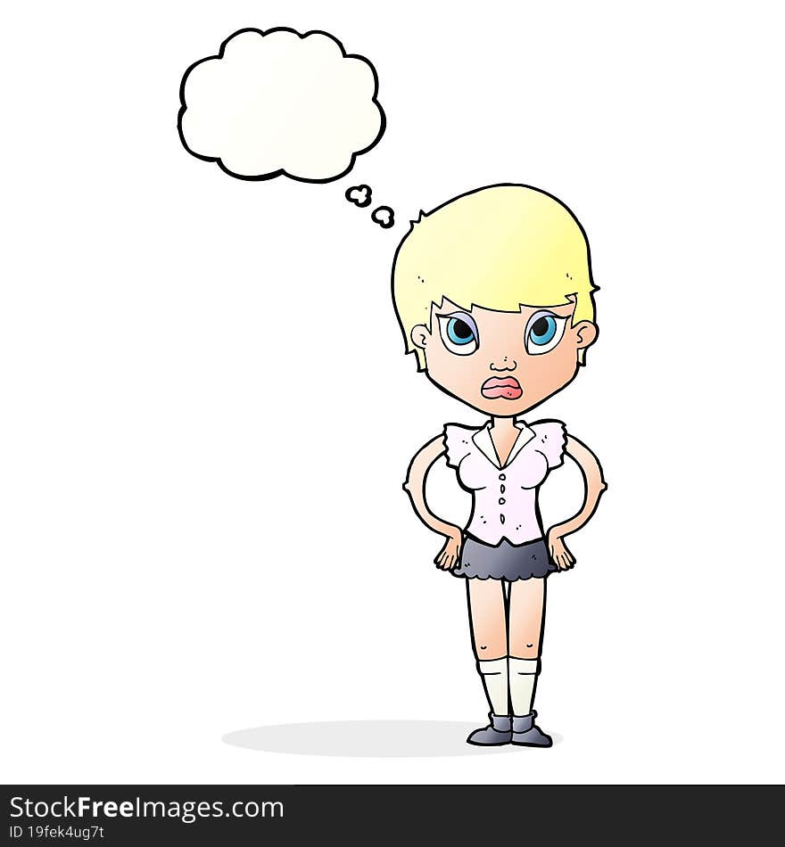 Cartoon Annoyed Girl With Thought Bubble