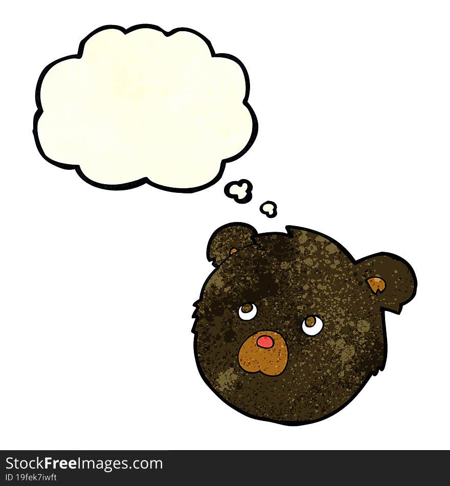 cartoon black bear face with thought bubble