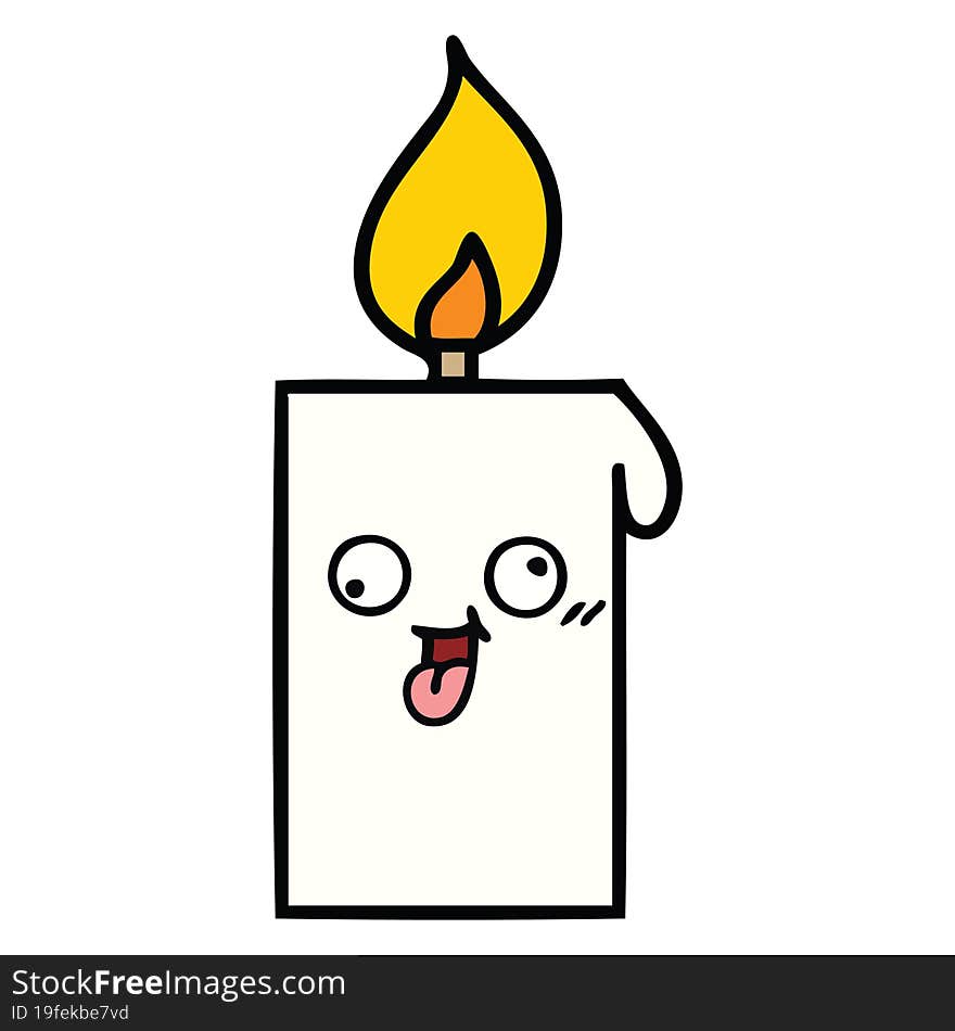 cute cartoon of a lit candle. cute cartoon of a lit candle