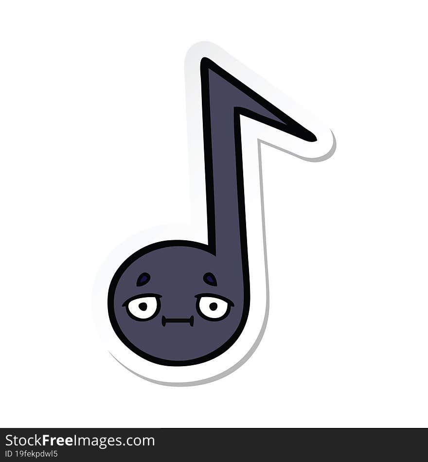 sticker of a cute cartoon musical note