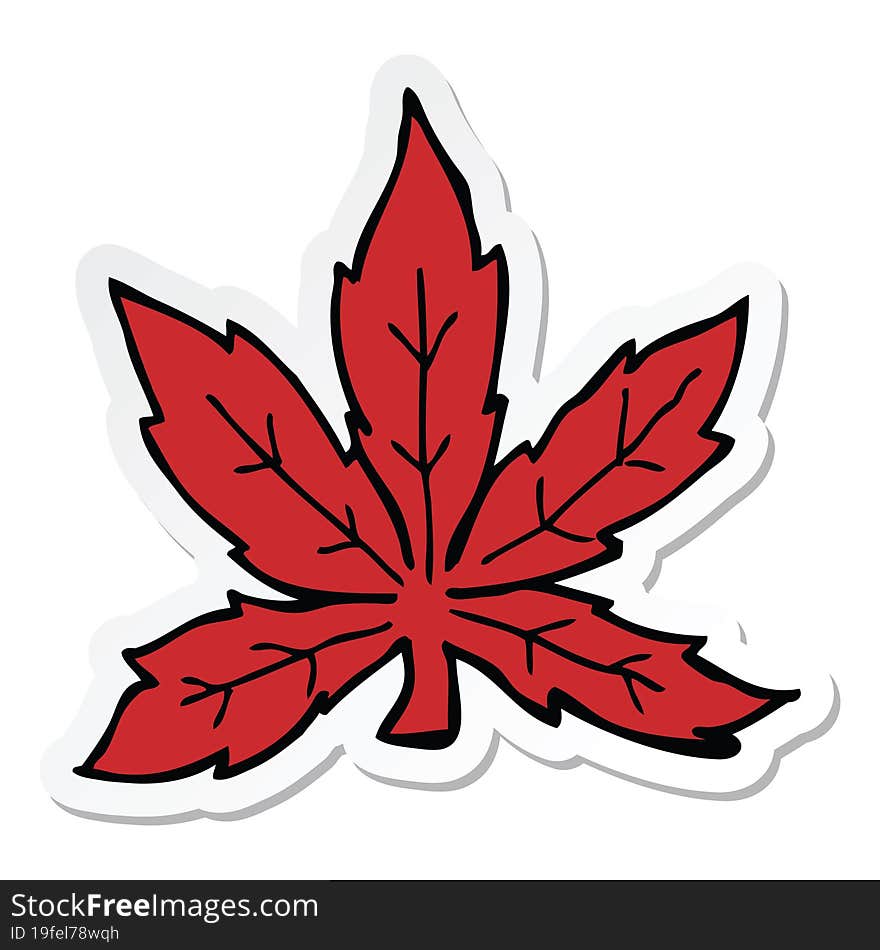 sticker of a cartoon marijuana leaf