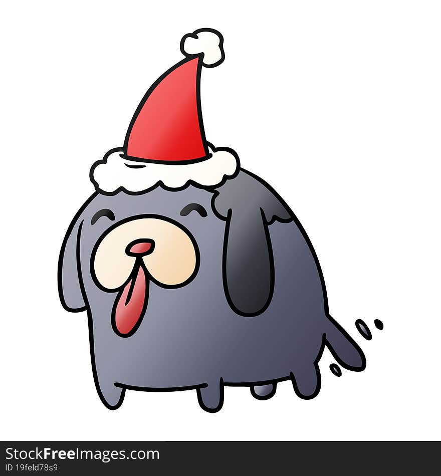 christmas gradient cartoon of kawaii dog