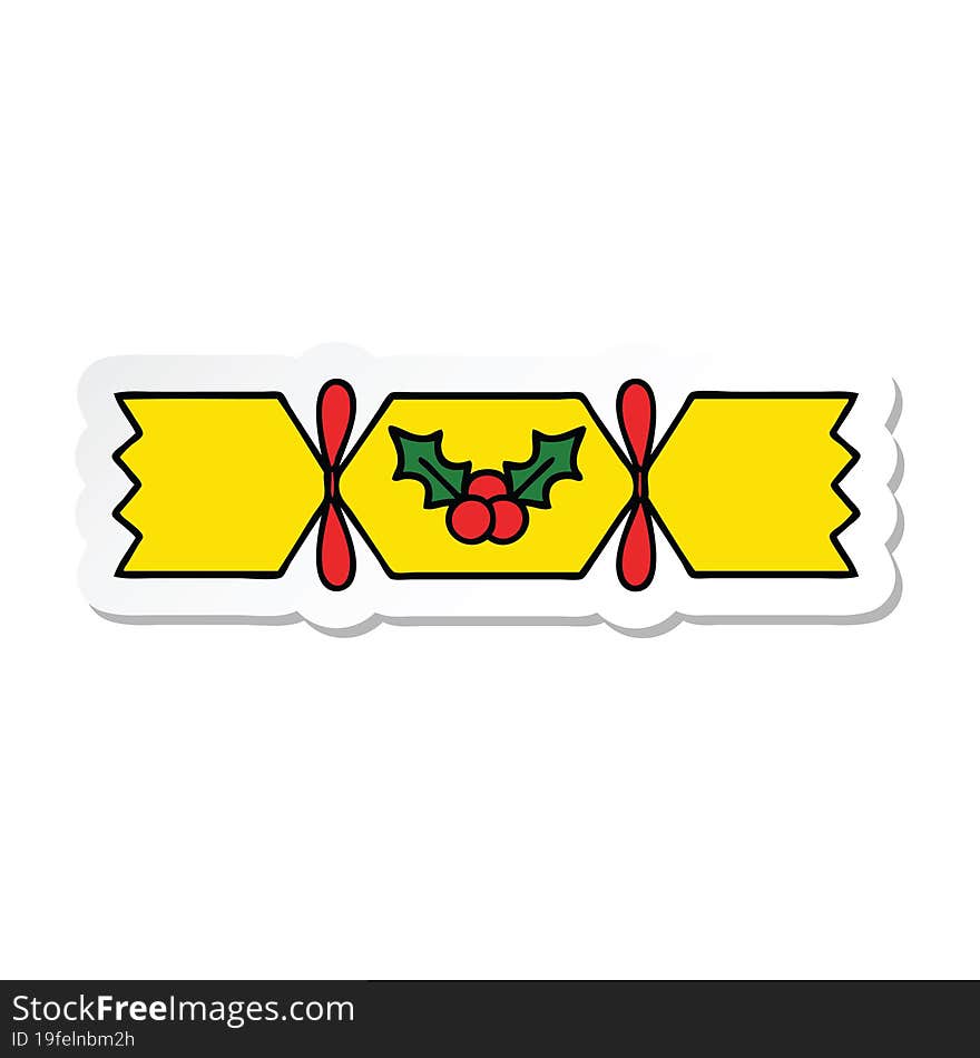 sticker of a cute cartoon christmas cracker