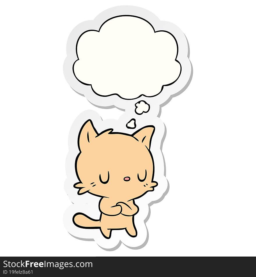 cartoon cat and thought bubble as a printed sticker