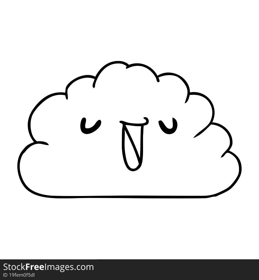 line drawing kawaii weather rain cloud