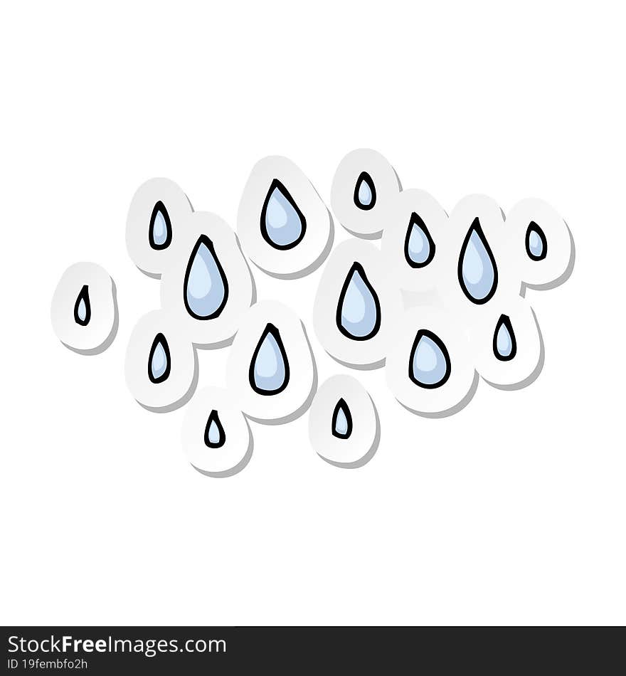 sticker of a cartoon raindrops