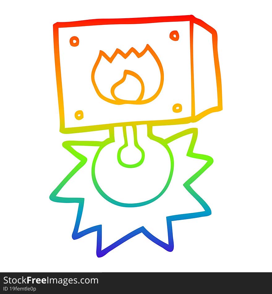 rainbow gradient line drawing of a cartoon flashing fire warning light